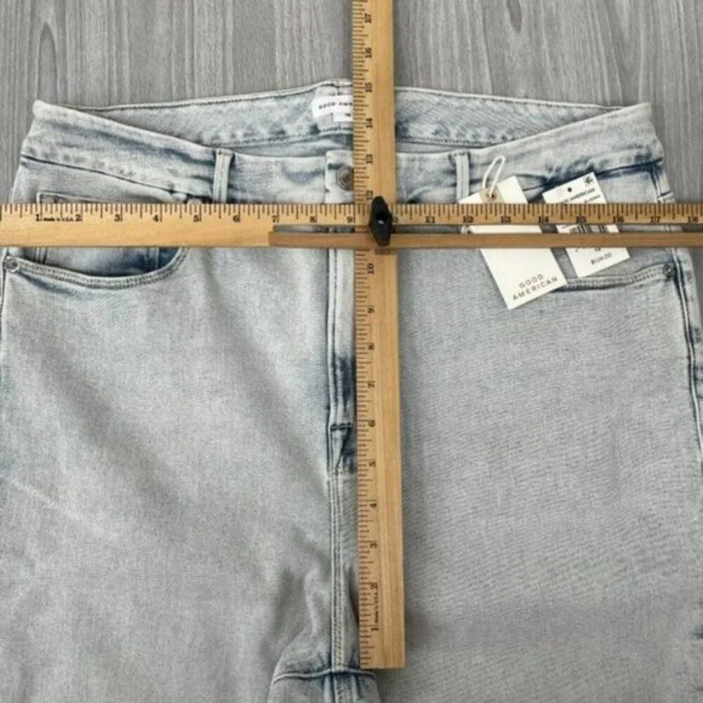 Good American Good Legs Crop Long Fray Hem High Rise Skinny Jean Light Wash 18